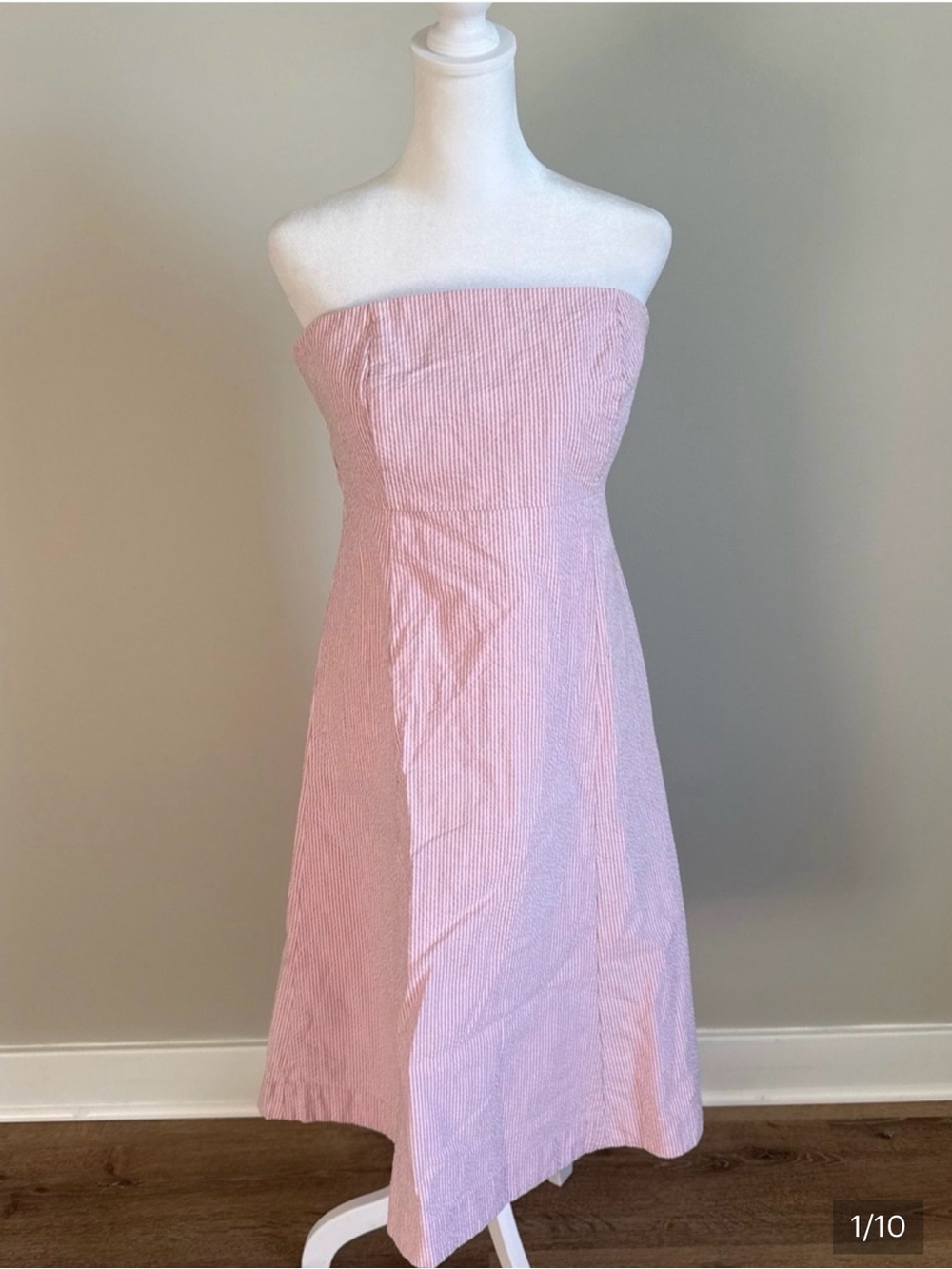 Gap Women’s fitted white and pink striped dress NWT size 16